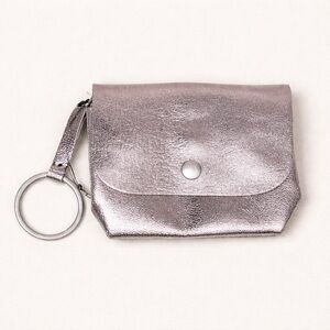Free People Wallet Pink Shimmer 100% Goat Leather Zip Snap Key Ring NWOT